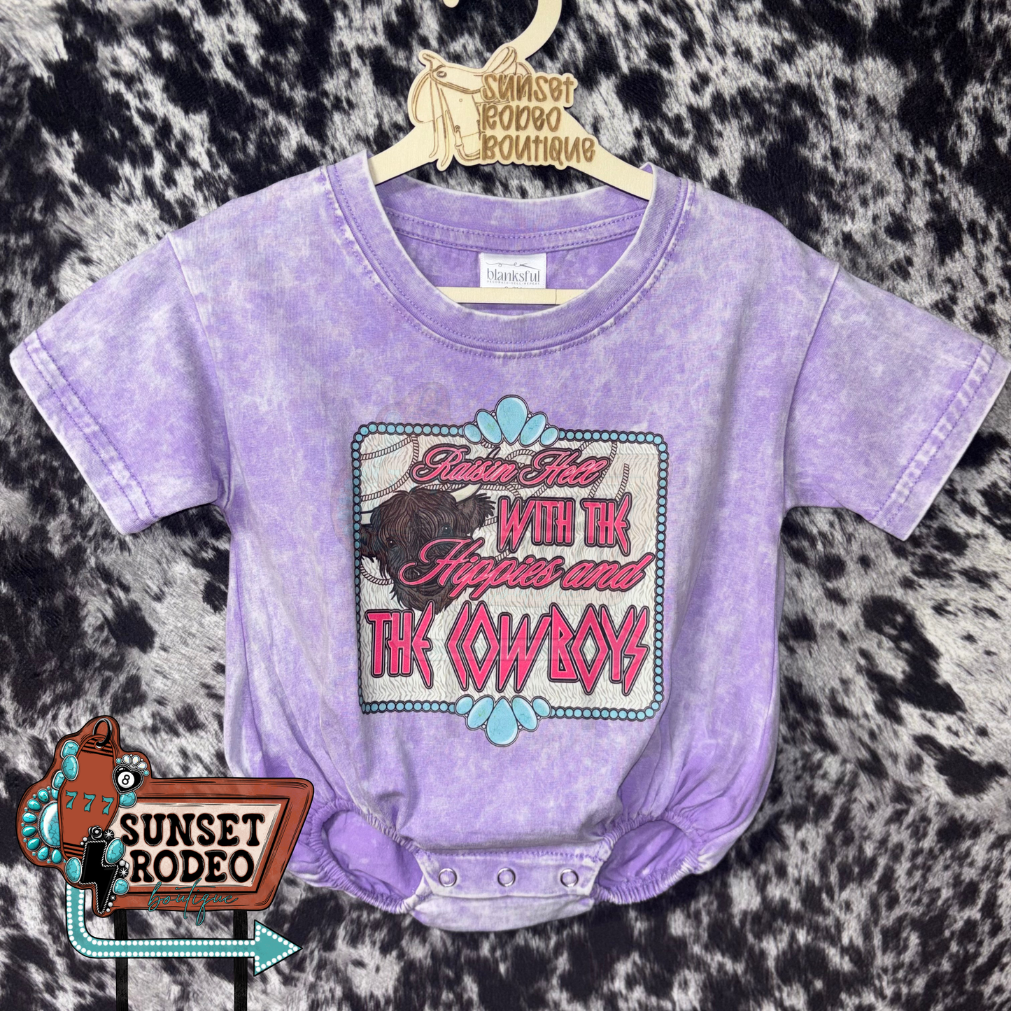 Hippies & Cowboys Purple Acid Wash Bubble 0/3M & 2T