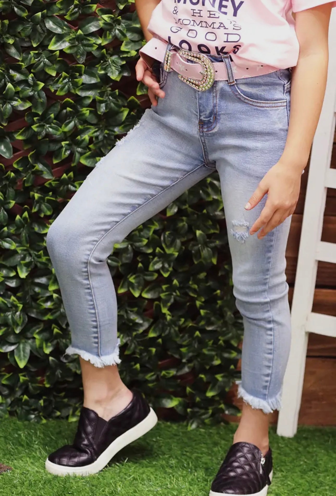 Blue Distressed Skinny Jeans Girls