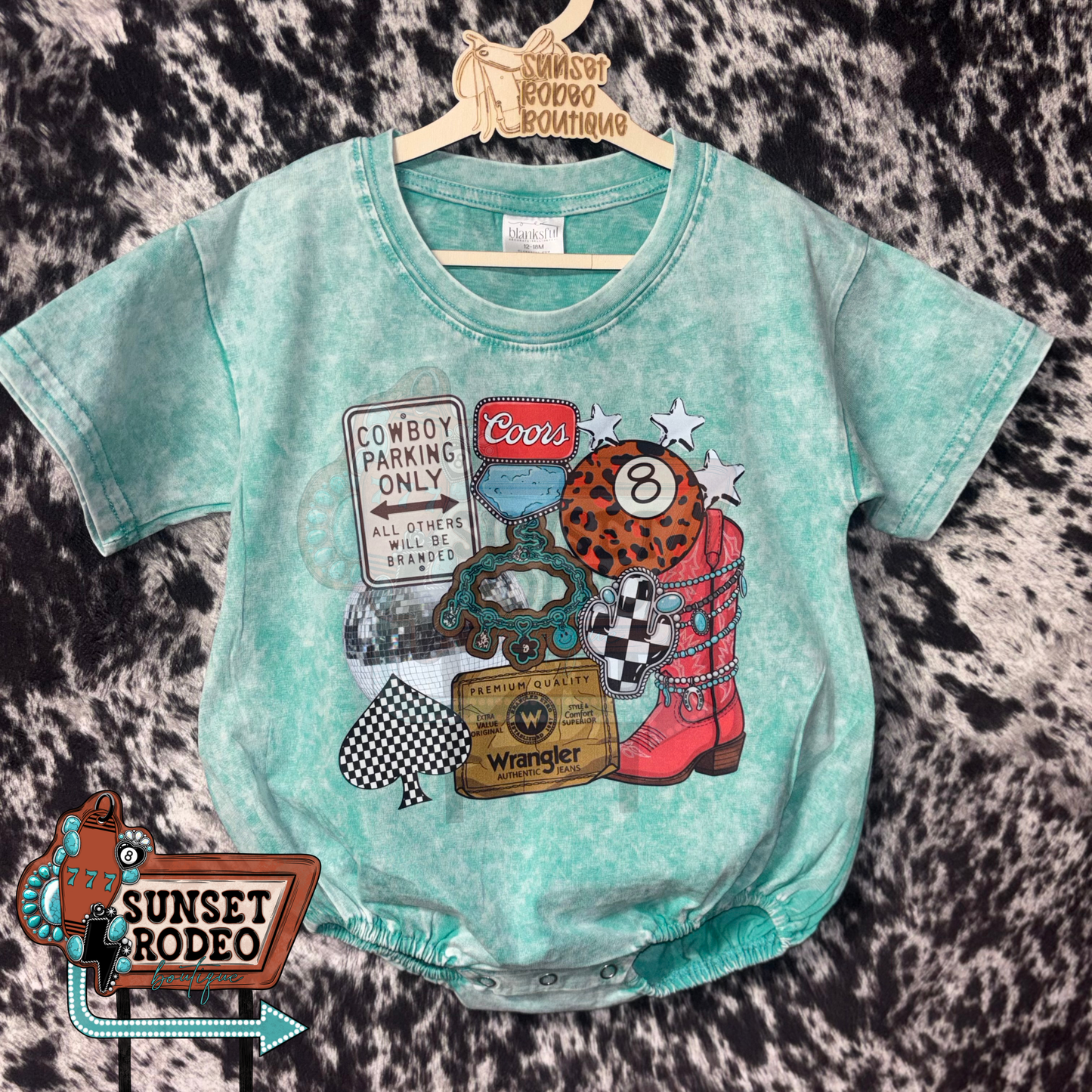 Western Collage Green Acid Wash Bubble 12/18M