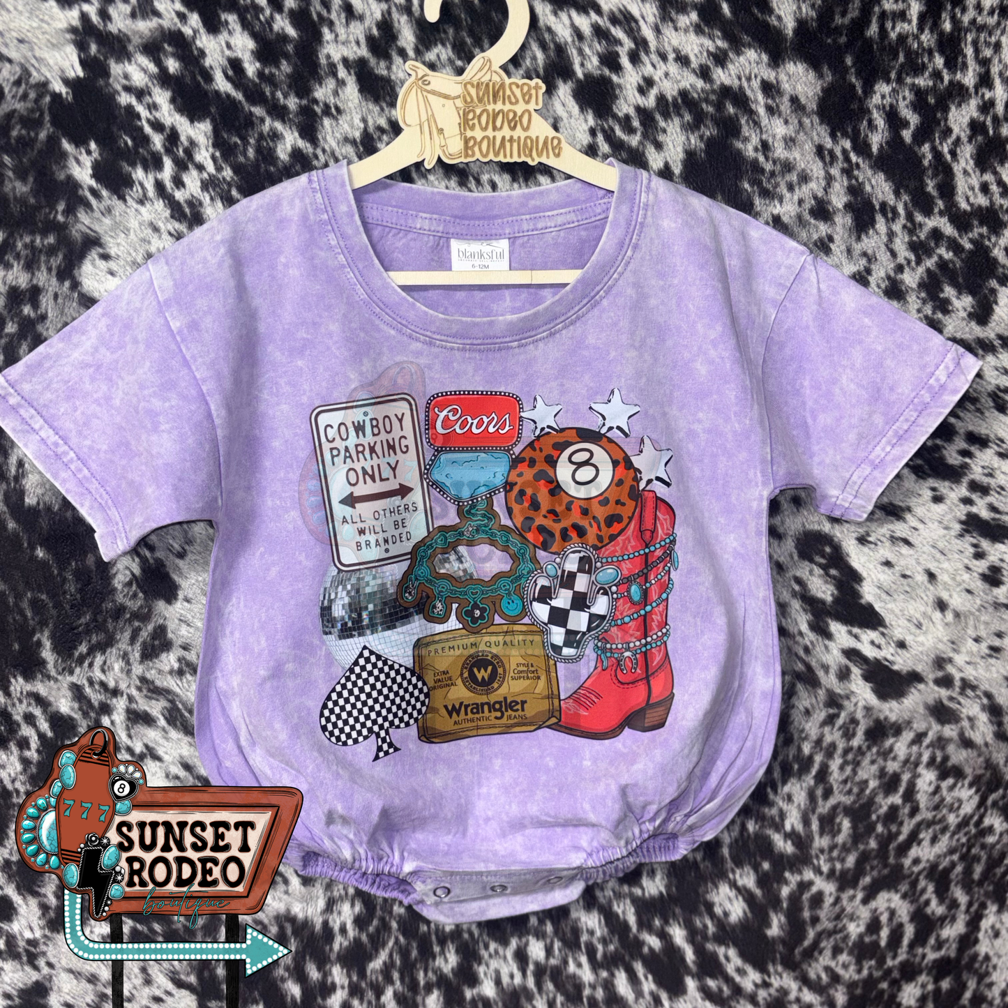 Western Collage Purple Acid Wash Bubble 6/12M