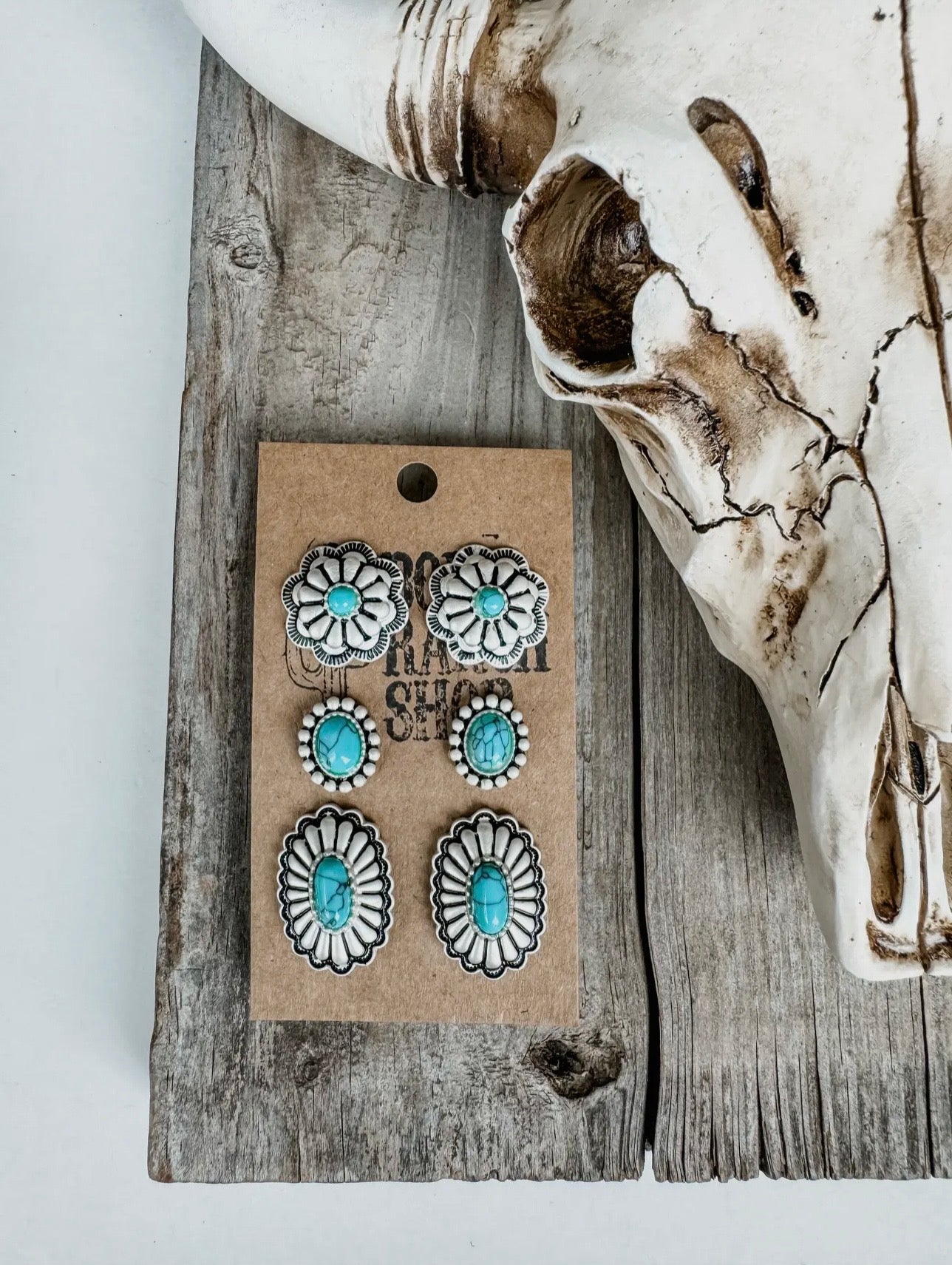 Western 3 Pair Conch Earring Set