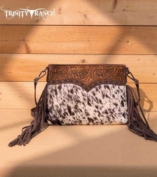 Trinity Ranch Cowhide Leather Crossbody Coffee