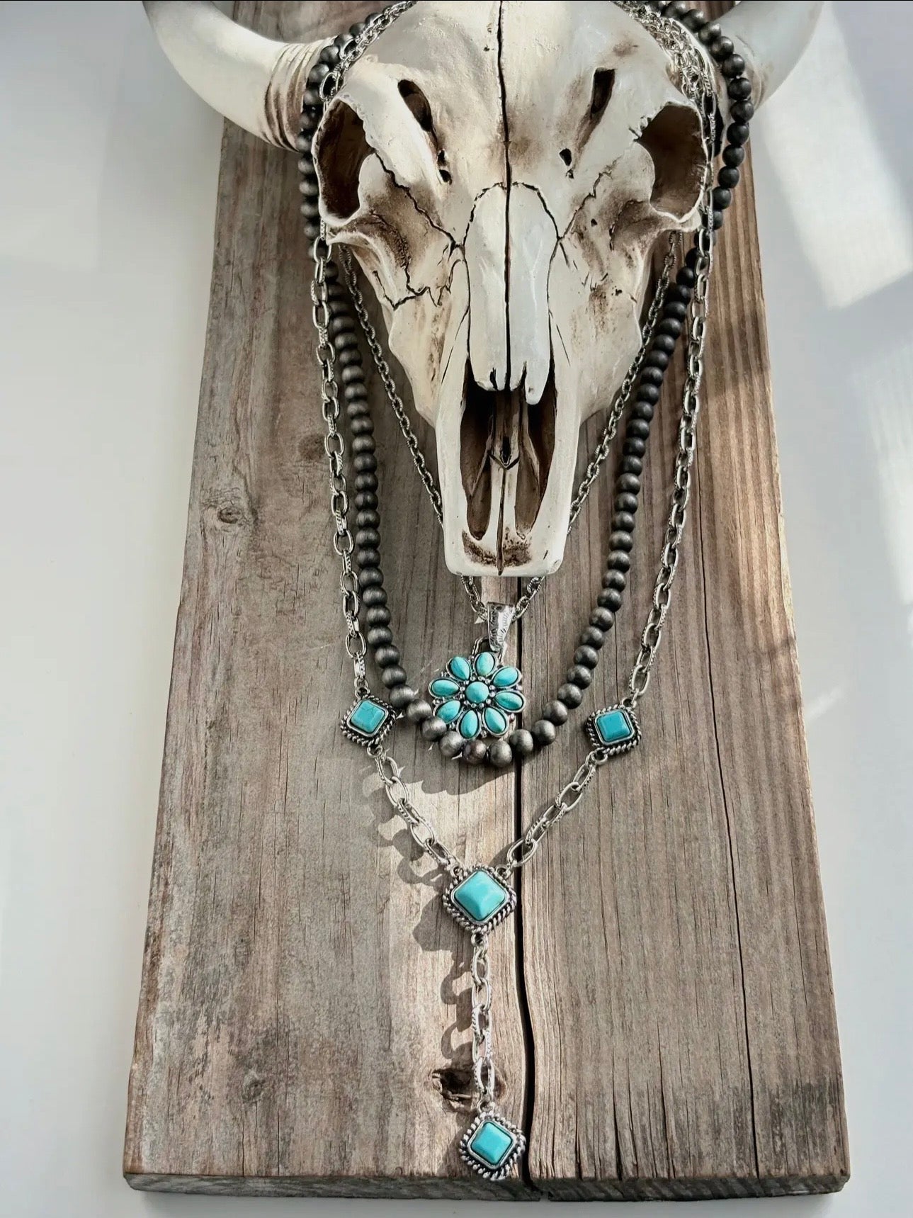 3pc Western Style Pendant & Navajo Pearl Necklace Set