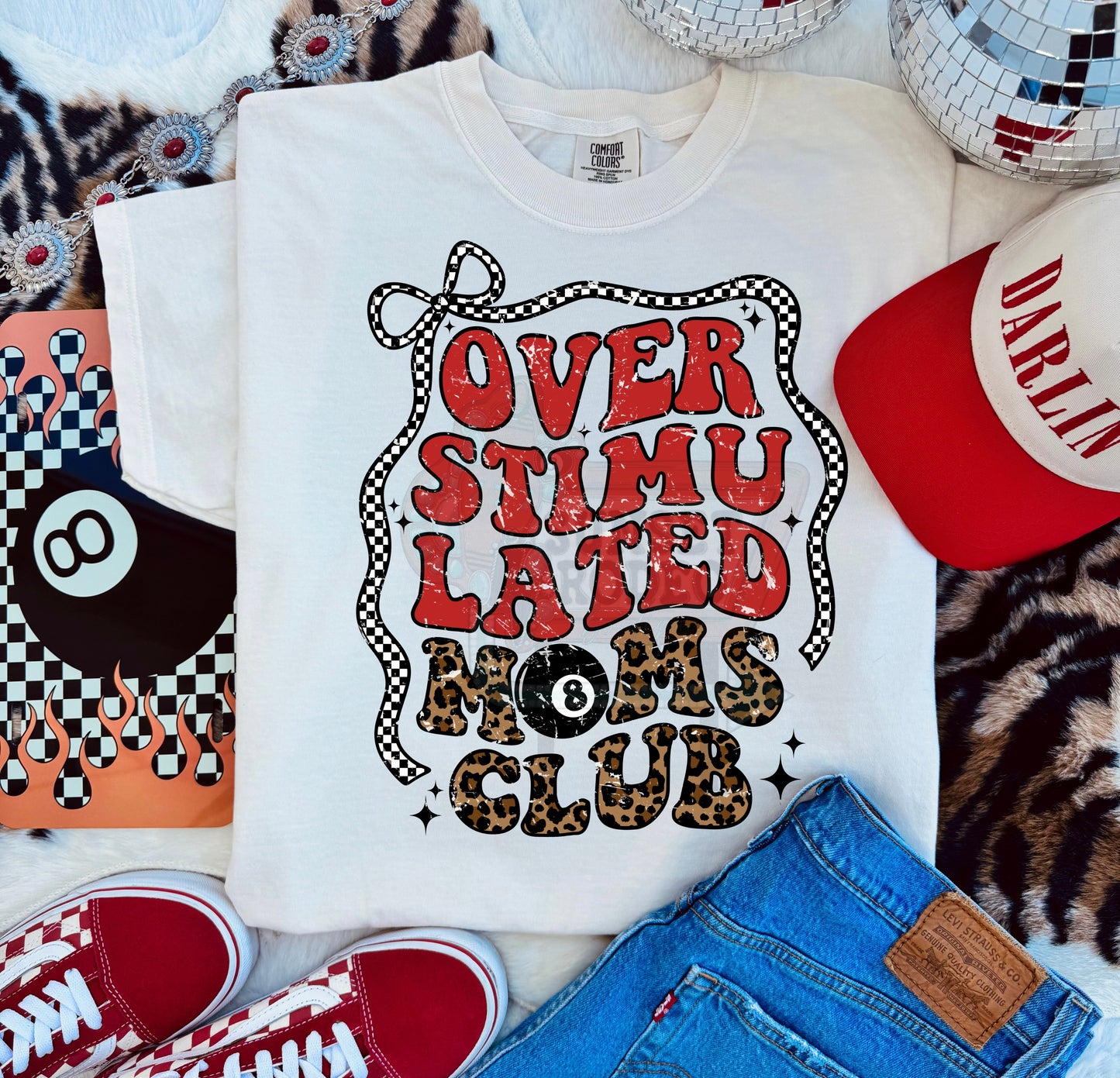 Overstimulated moms club comfort color tee ivory