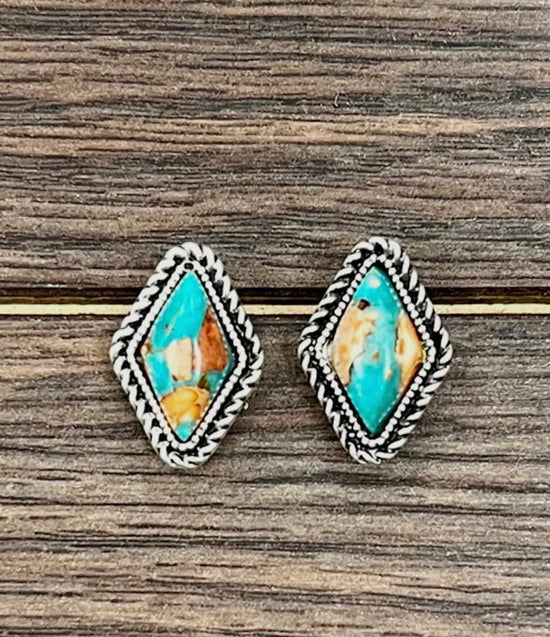 16mm Diamond Gemstone Stud Earrings