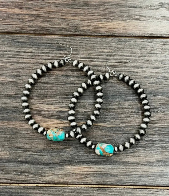 Handmade 65mm Navajo Gemstone Hoop Earrings