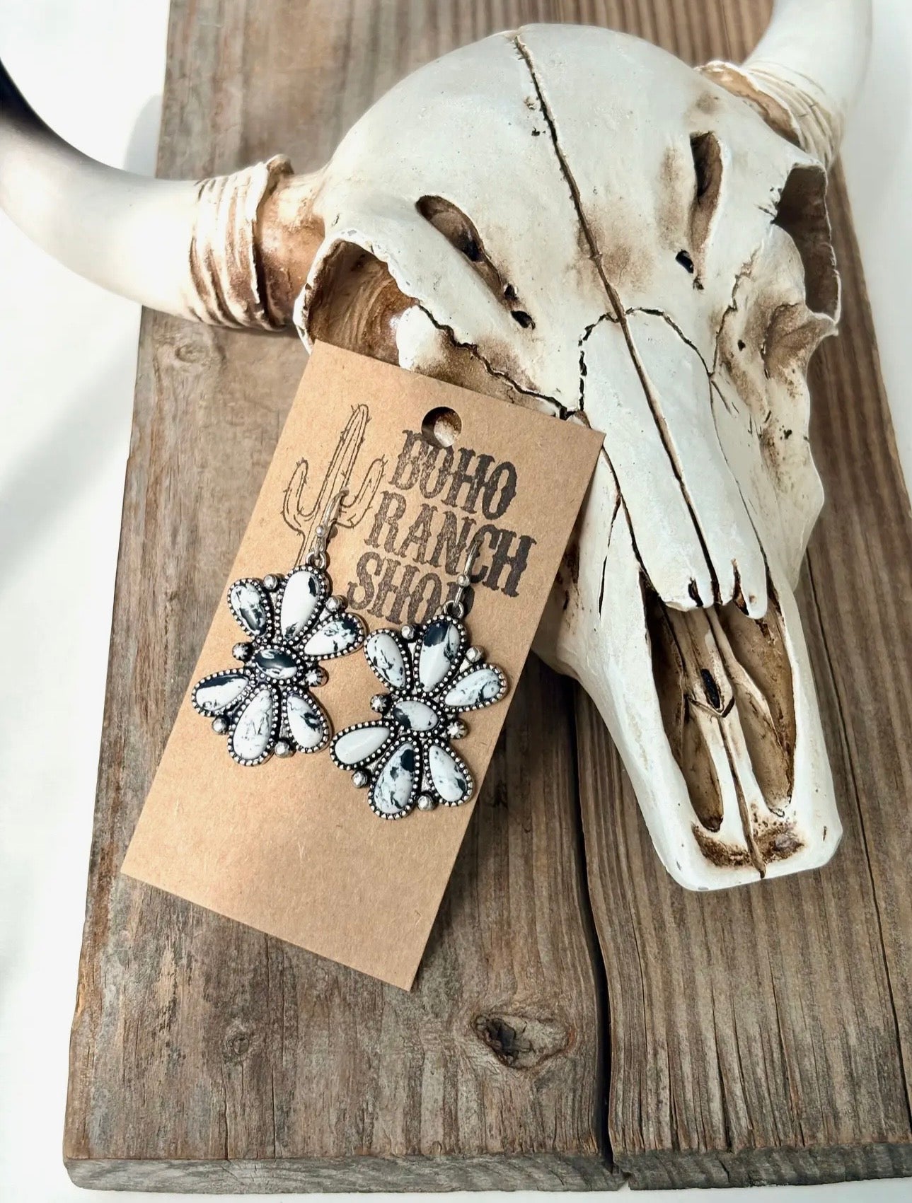 Western Squash Blossom Dangle Earrings