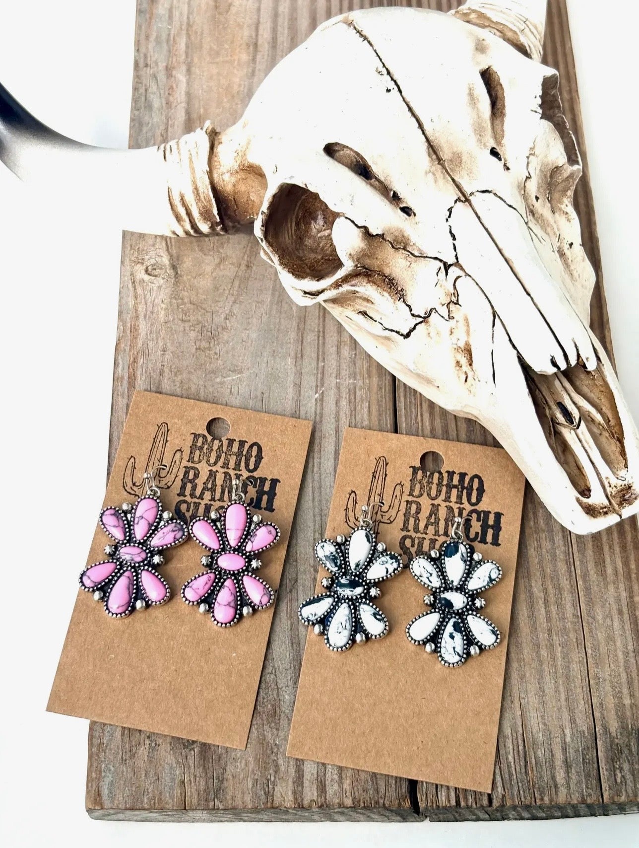 Western Squash Blossom Dangle Earrings