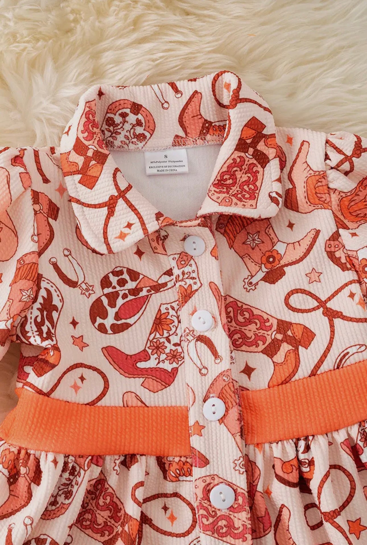 Orange Tone Multi Printed Western Dress