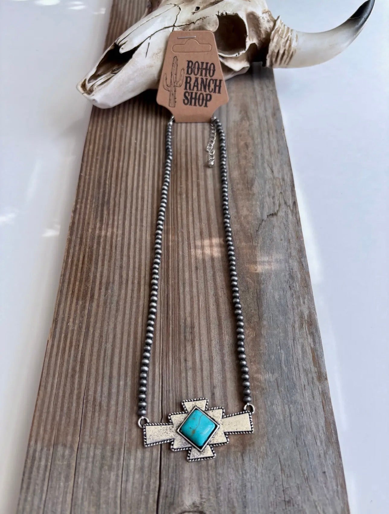 Western Aztec Stone Pendant Necklace