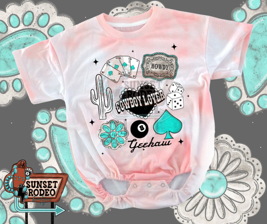 Western collage tie dye rose t-shirt bubble ￼