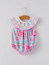 “I ❤️ Dad” Embroidered Smocked Baby Girls Romper