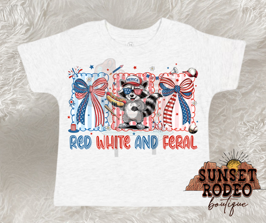 Red, White & Feral Girl T-Shirt