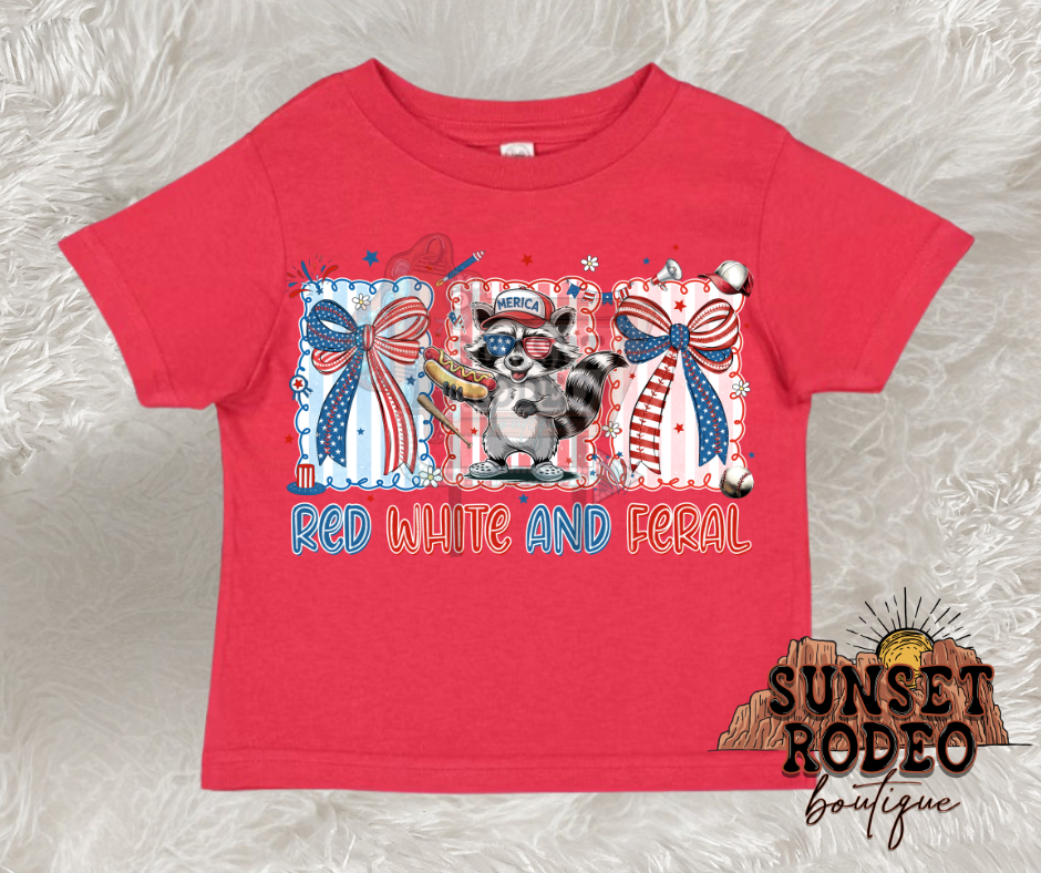 Red, White & Feral Girl T-Shirt