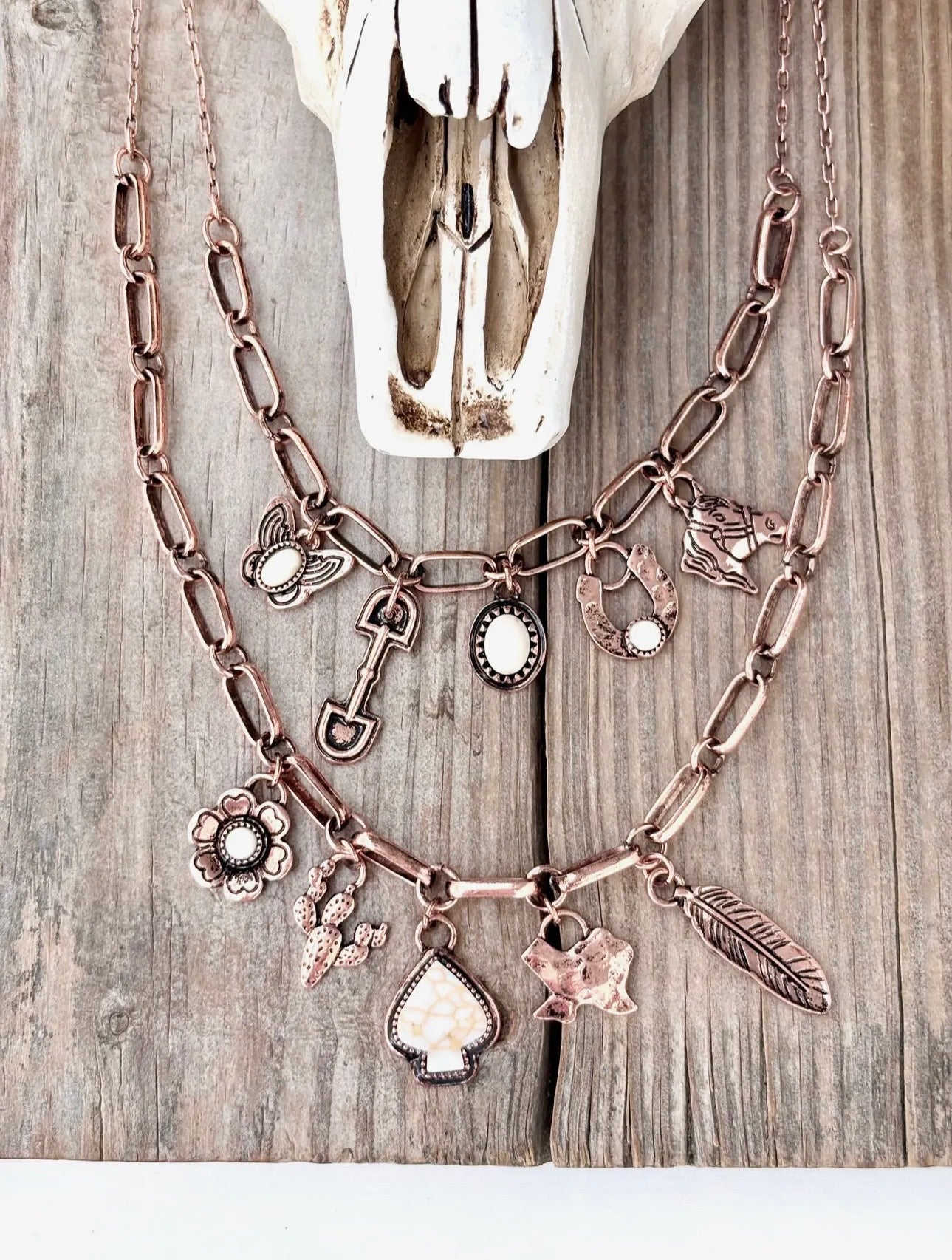 2pc Western Charm Necklace Copper