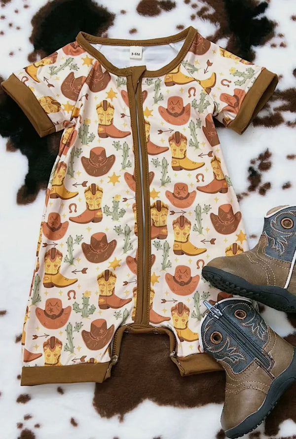Boys Baby Zip Up Western Romper