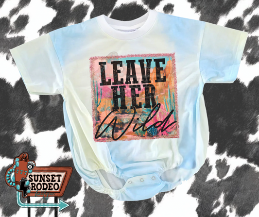 Leave her wild tie dye blue t-shirt bubble