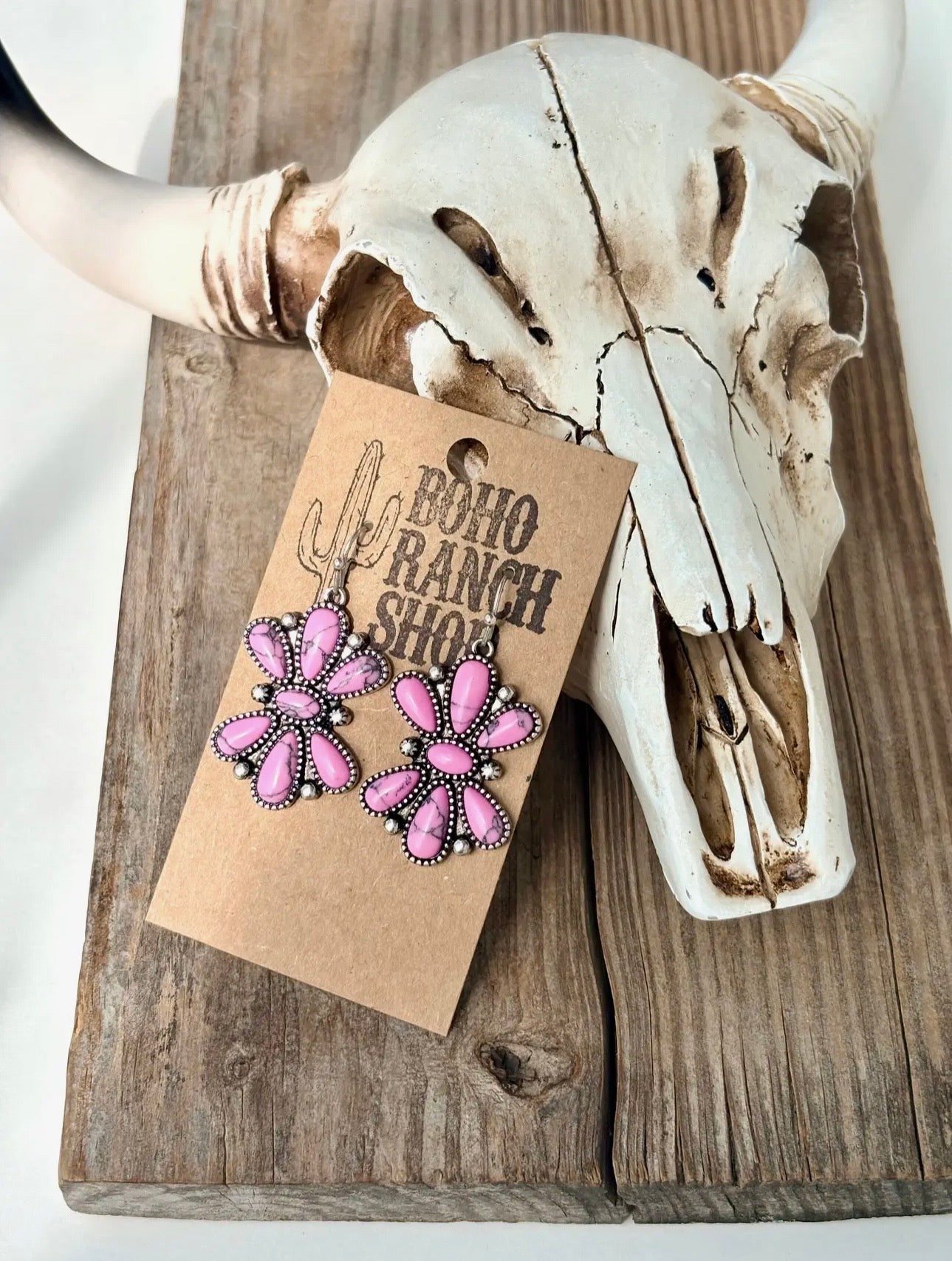 Western Squash Blossom Dangle Earrings