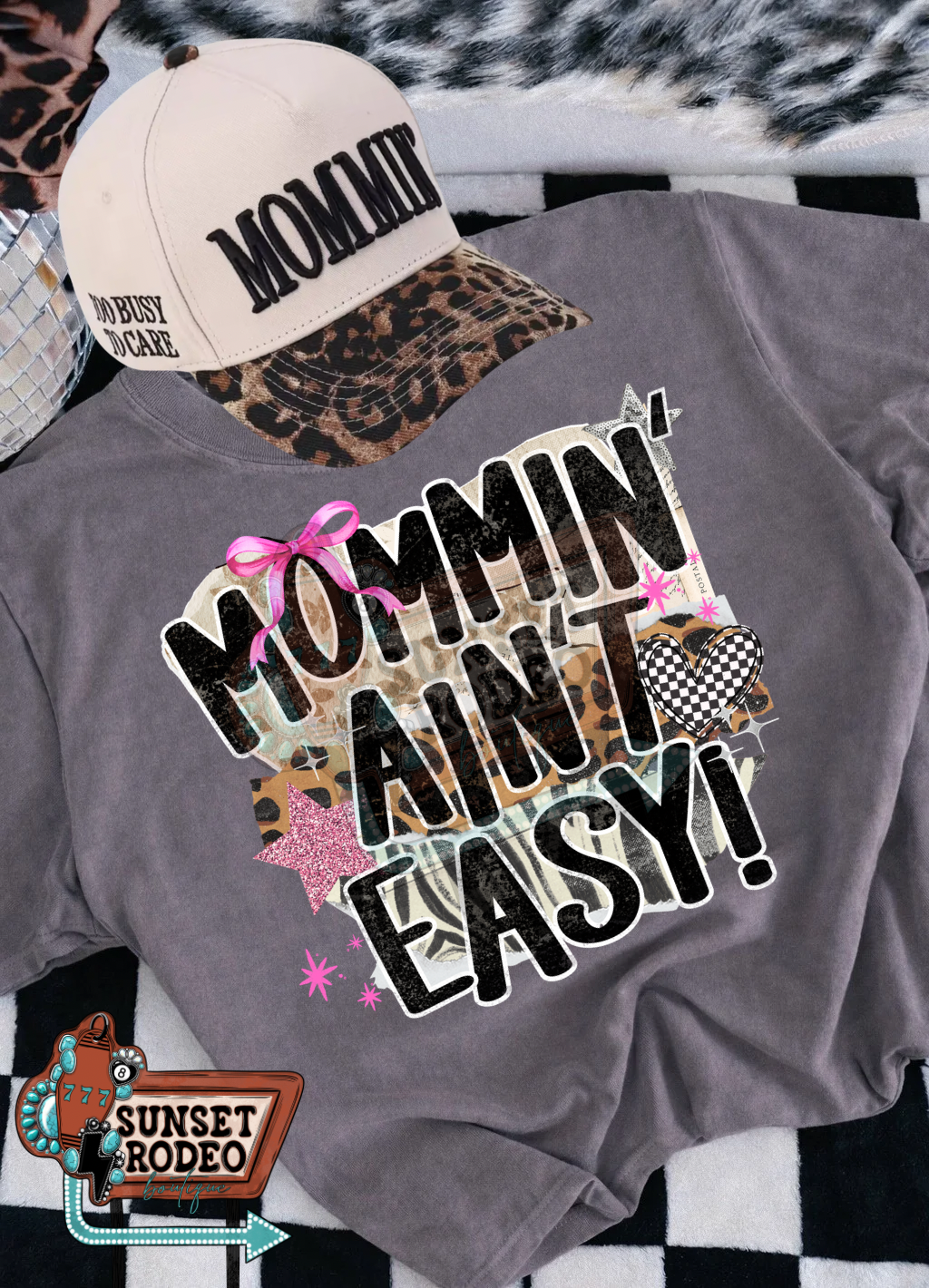 Mommin’ ain’t easy comfort color tee pepper