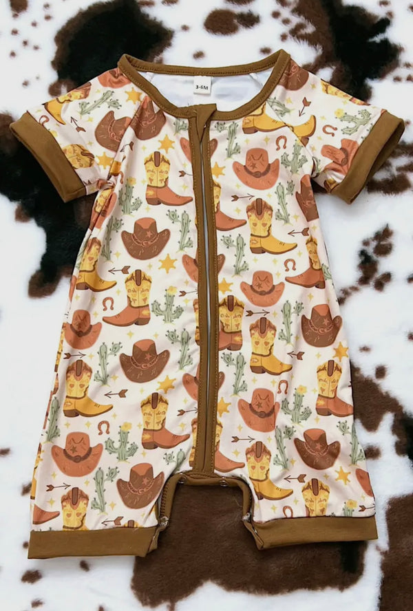 Boys Baby Zip Up Western Romper
