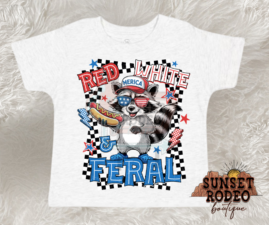 Red, White & Feral Boy T-Shirt