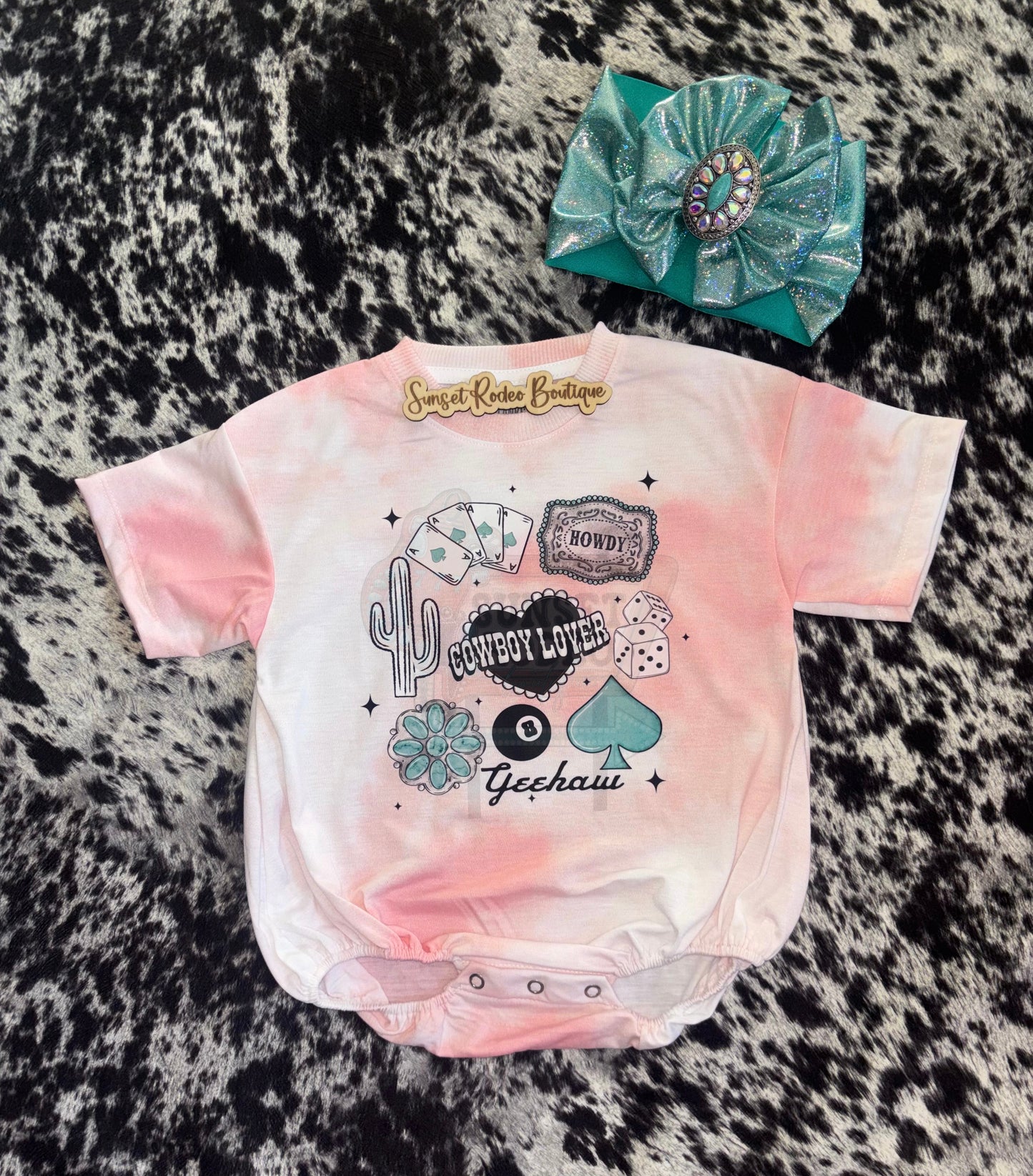 Western collage tie dye rose t-shirt bubble ￼