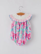 “I ❤️ Dad” Embroidered Smocked Baby Girls Romper