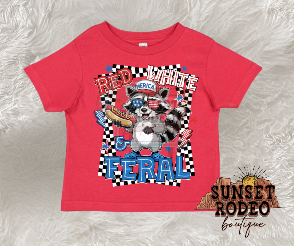 Red, White & Feral Boy T-Shirt