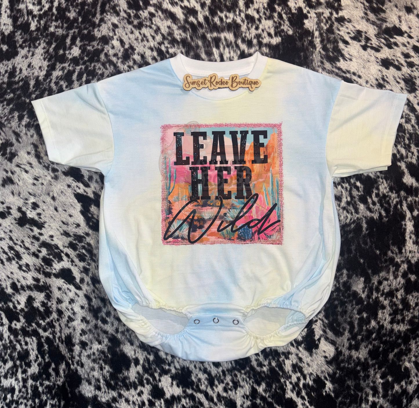Leave her wild tie dye blue t-shirt bubble