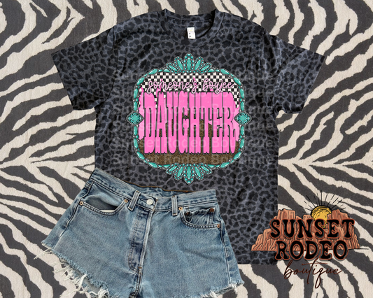 Someone’s boujee daughter black leopard tee