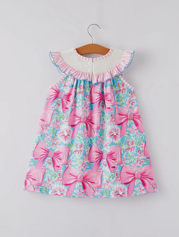 “I ❤️ Dad” Embroidered Smocked Baby Girls Dress