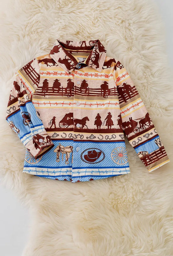 Cowboy Button Up Long Sleeve Shirt