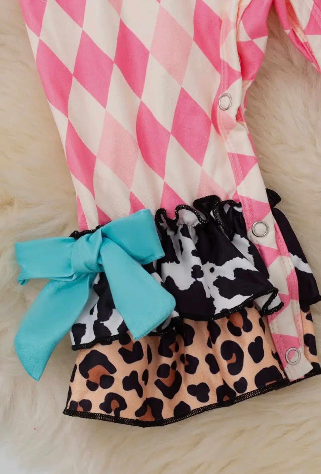 “Southern Girl” Pink Diamond Printed Baby Girls Romper