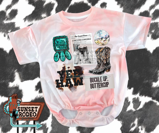 Western college tie dye rose t-shirt bubble