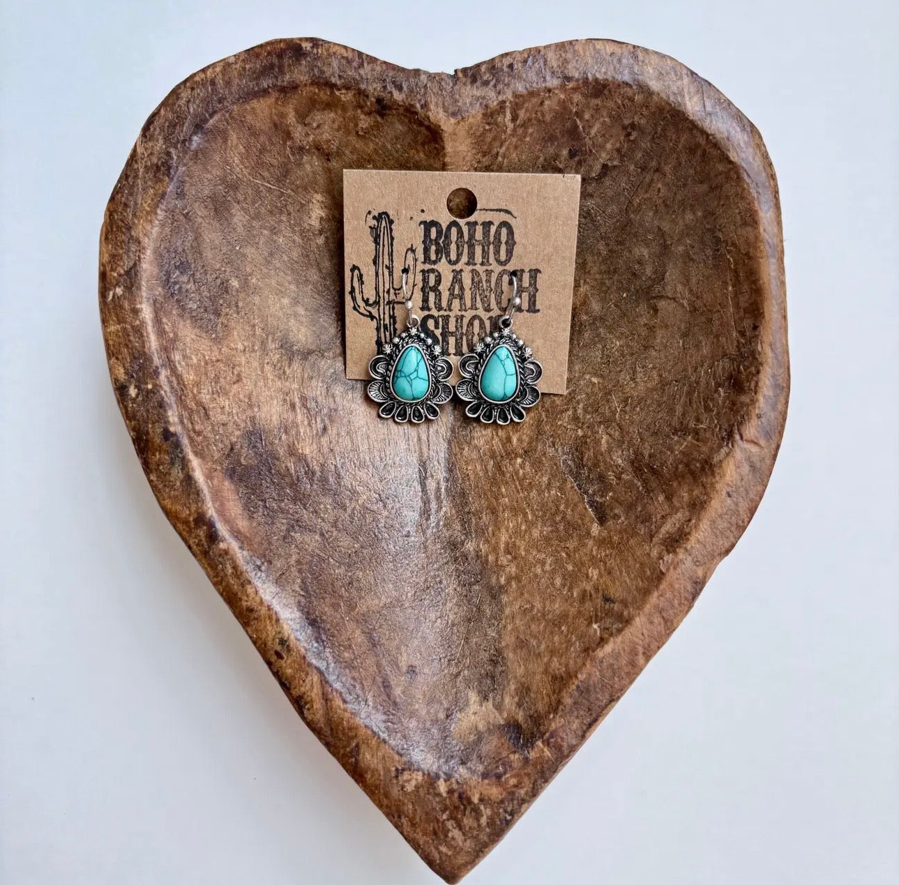 Western Teardrop Concho Turquoise Earrings