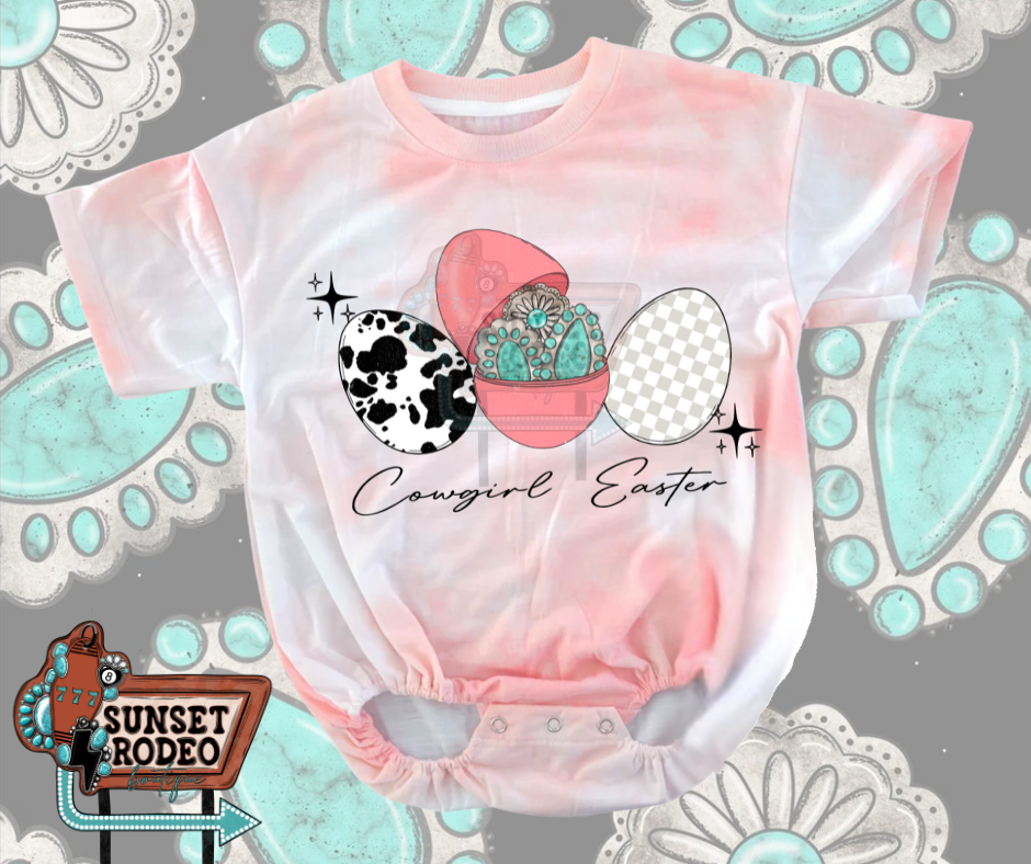 Cowgirl Easter tie dye rose t-shirt bubble
