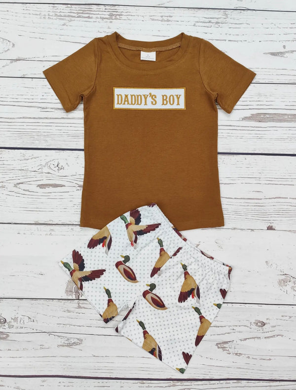 Daddy’s Boy Appliqué Duck Print Summer Set