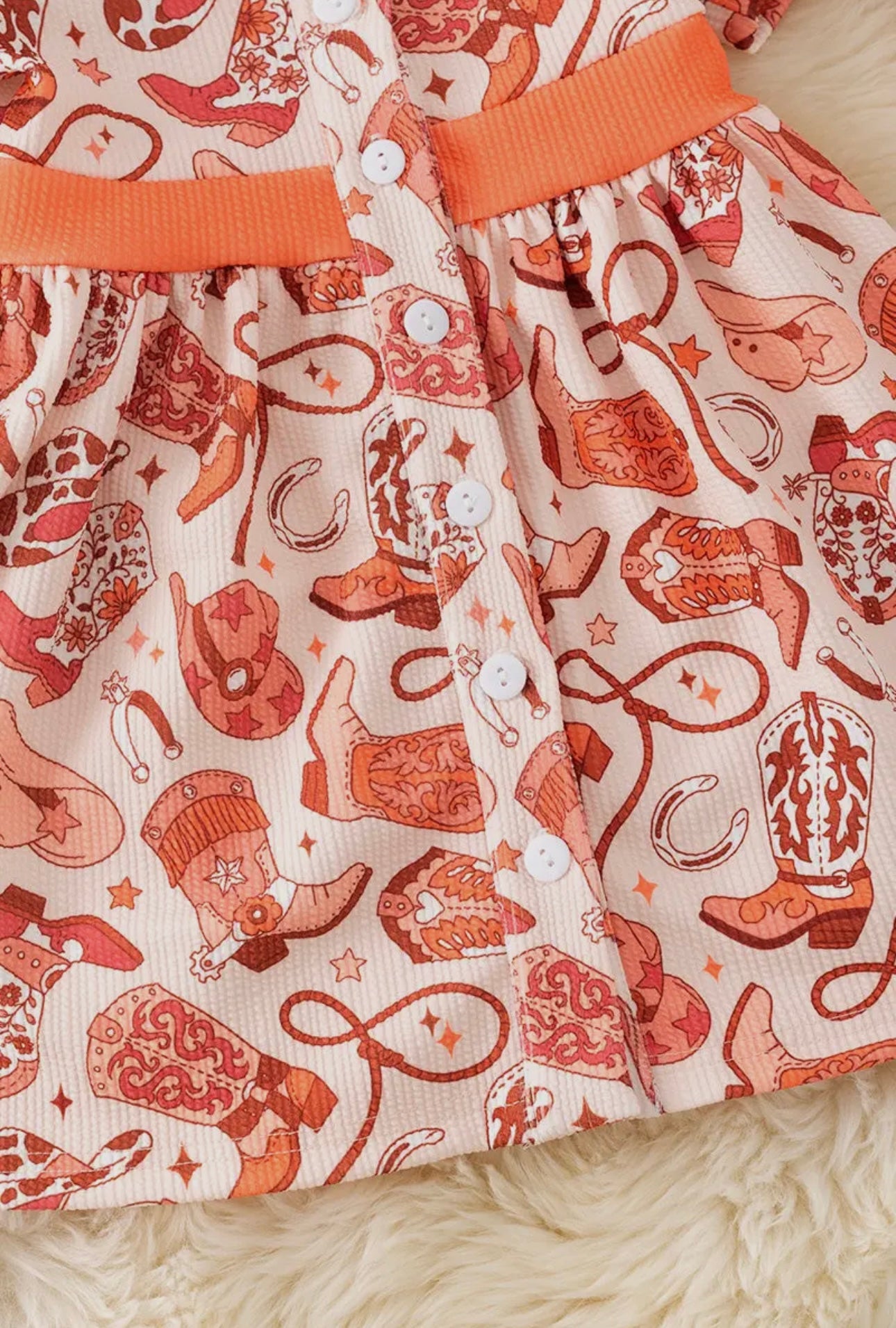 Orange Tone Multi Printed Western Dress