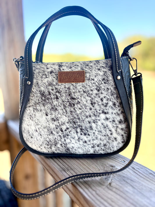 Wrangler Cowhide Leather Crossbody Black