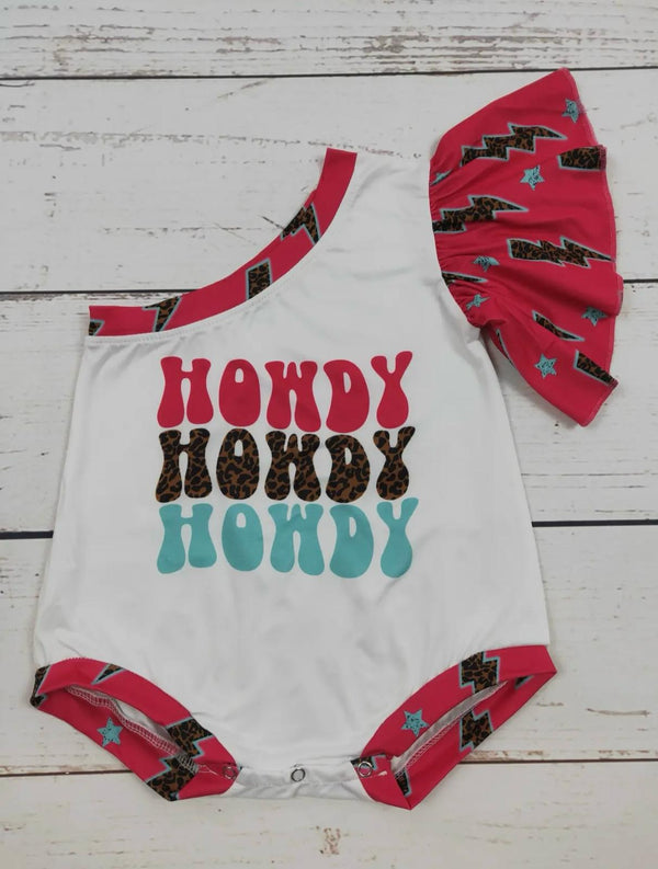 One Shoulder Howdy Girls Bubble