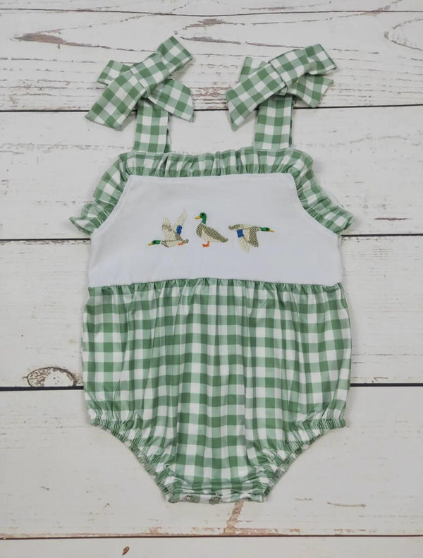 Baby Girls Checkered Duck Romper