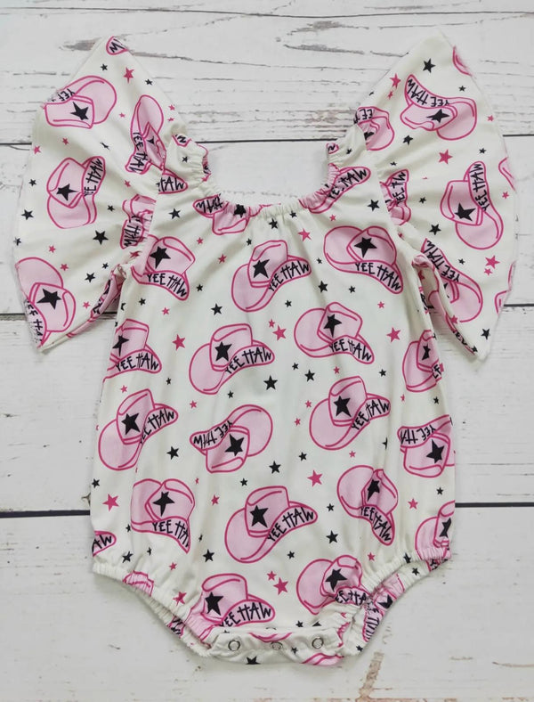 Yeehaw Hat Western Baby Girls Romper